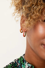 Load image into Gallery viewer, Gold plated stainless steel earrings with flower pattern - green
