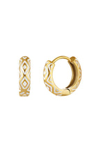 Load image into Gallery viewer, Gold plated stainless steel earrings with pink Aztec print
