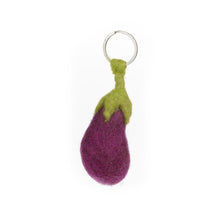 Load image into Gallery viewer, Handmade Felt Fair trade Aubergine Keyring
