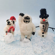 Load image into Gallery viewer, Handmade Felt William Snowman Biodegradable Hanging Decoration
