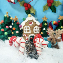 Load image into Gallery viewer, Handmade Felt Sweetshop House Christmas Tree Hanging Decoration
