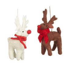 Load image into Gallery viewer, Handmade Felt Biodegradable Christmas Rudolph Hanging Decoration - Brown
