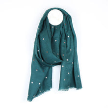 Load image into Gallery viewer, Teal Green Scarf with Rose Gold Stars
