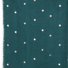 Load image into Gallery viewer, Teal Green Scarf with Rose Gold Stars
