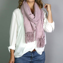 Load image into Gallery viewer, Soft Single Colour Scarf in Heather with Fringe
