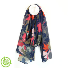 Load image into Gallery viewer, Navy and Sage Recycled Leaf Scarf
