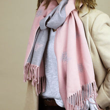 Load image into Gallery viewer, Reversible Pink and Grey Bee Scarf
