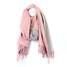 Load image into Gallery viewer, Reversible Pink and Grey Bee Scarf
