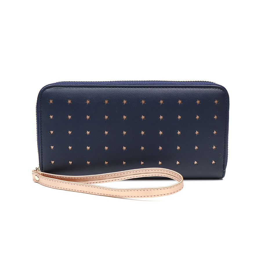 Navy Faux Leather and Rose Gold Star Purse