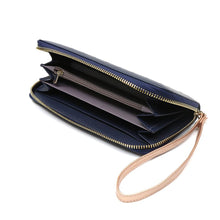Load image into Gallery viewer, Navy Faux Leather and Rose Gold Star Purse
