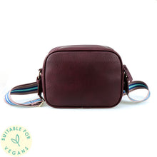 Load image into Gallery viewer, Burgundy Vegan Leather Camera Bag with Striped Strap
