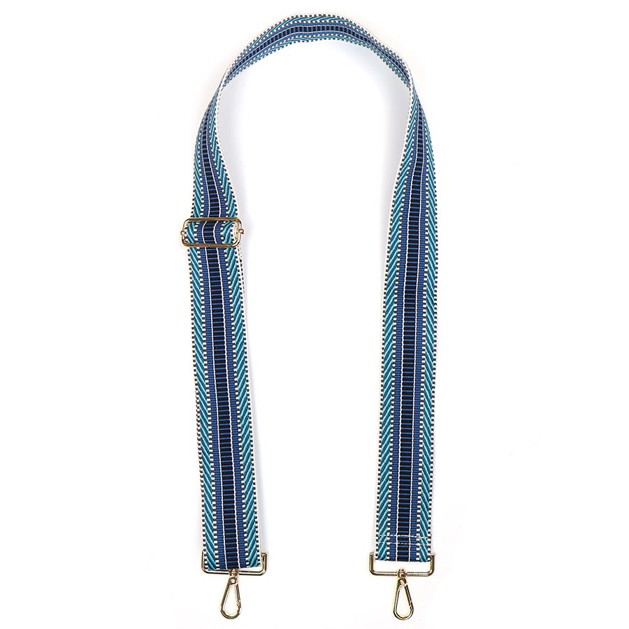 Blue mix woven stripe interchangeable bag strap