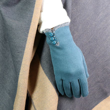 Load image into Gallery viewer, Light Teal Button Detail Gloves
