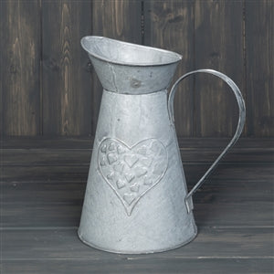Embossed Heart Zinc Jug 22cm