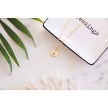 Load image into Gallery viewer, Leaf Handstamped Gold Necklace
