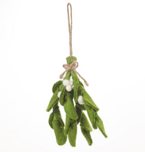 Load image into Gallery viewer, Handmade Felt Biodegradable Mistletoe Sprig Christmas Hanging Decoration
