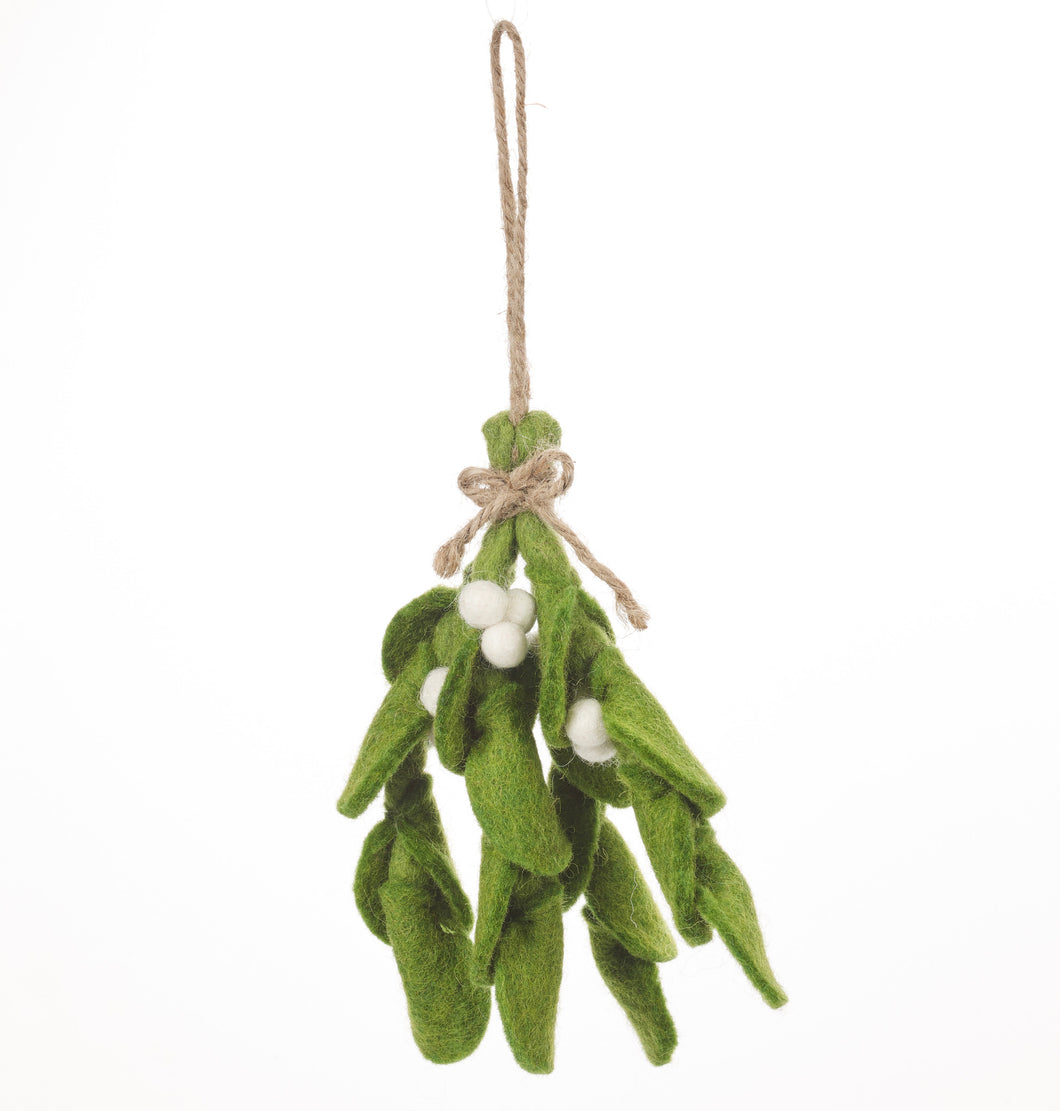 Handmade Felt Biodegradable Mistletoe Sprig Christmas Hanging Decoration