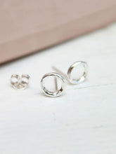 Load image into Gallery viewer, Small Hammered Silver Circle Stud
