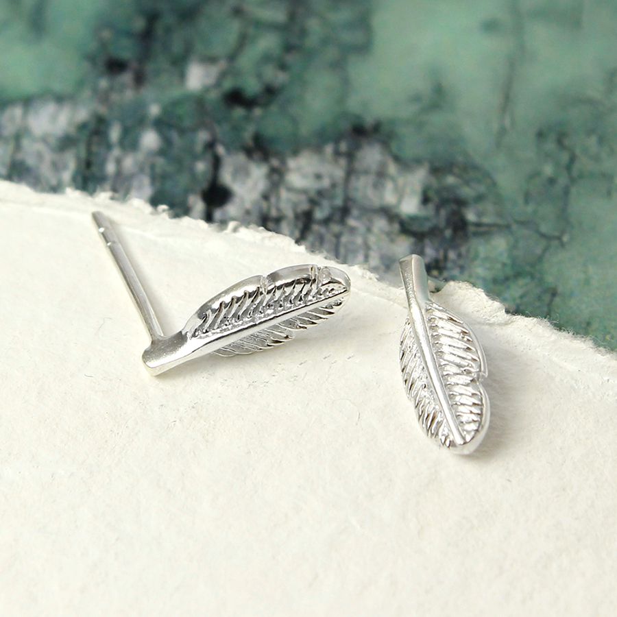 Sterling Silver little feather earrings