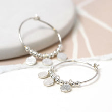 Load image into Gallery viewer, Sterling Silver Disc And Bead Hoop Earrings
