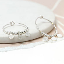 Load image into Gallery viewer, Sterling Silver Disc And Bead Hoop Earrings
