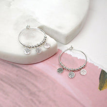 Load image into Gallery viewer, Sterling Silver Disc And Bead Hoop Earrings
