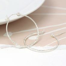 Load image into Gallery viewer, Sterling Silver Hammered Hoop Earrings
