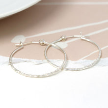 Load image into Gallery viewer, Sterling Silver Hammered Hoop Earrings
