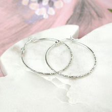 Load image into Gallery viewer, Sterling Silver Hammered Hoop Earrings
