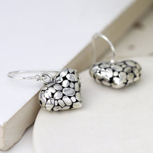 Load image into Gallery viewer, Sterling silver pebble heart drop earrings
