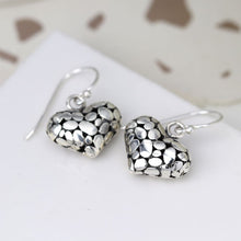 Load image into Gallery viewer, Sterling silver pebble heart drop earrings
