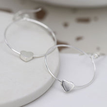 Load image into Gallery viewer, Sterling silver circle and heart drop earrings
