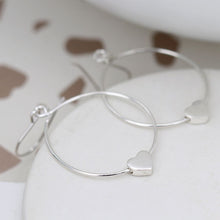 Load image into Gallery viewer, Sterling silver circle and heart drop earrings
