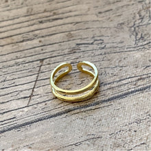Load image into Gallery viewer, Sterling Silver Gold Plated Double Band Toe Ring
