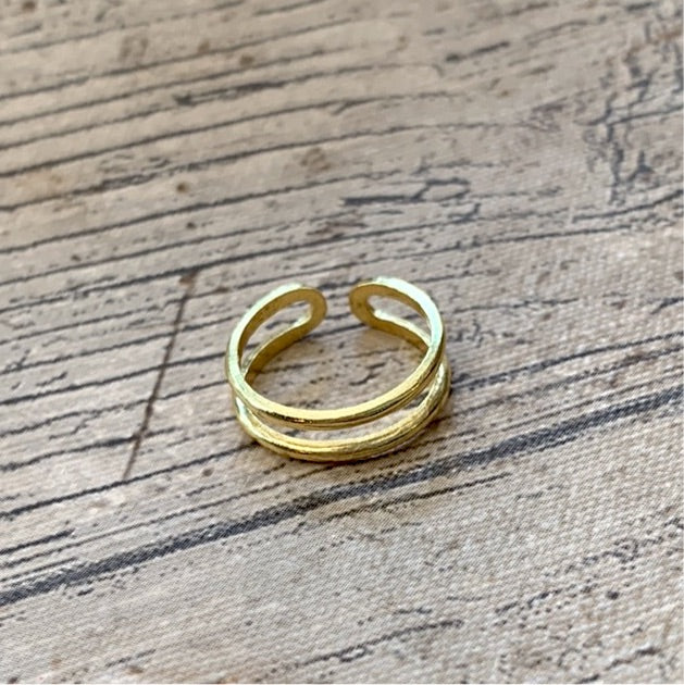 Sterling Silver Gold Plated Double Band Toe Ring