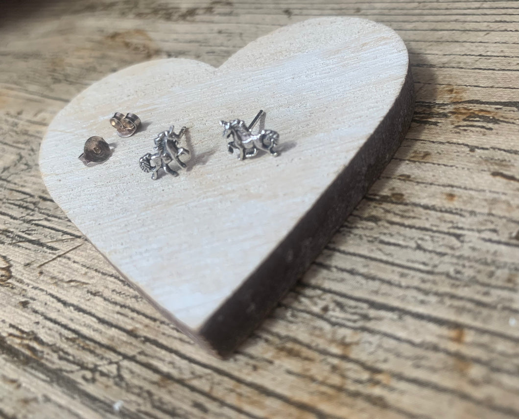 Sterling silver unicorn studs